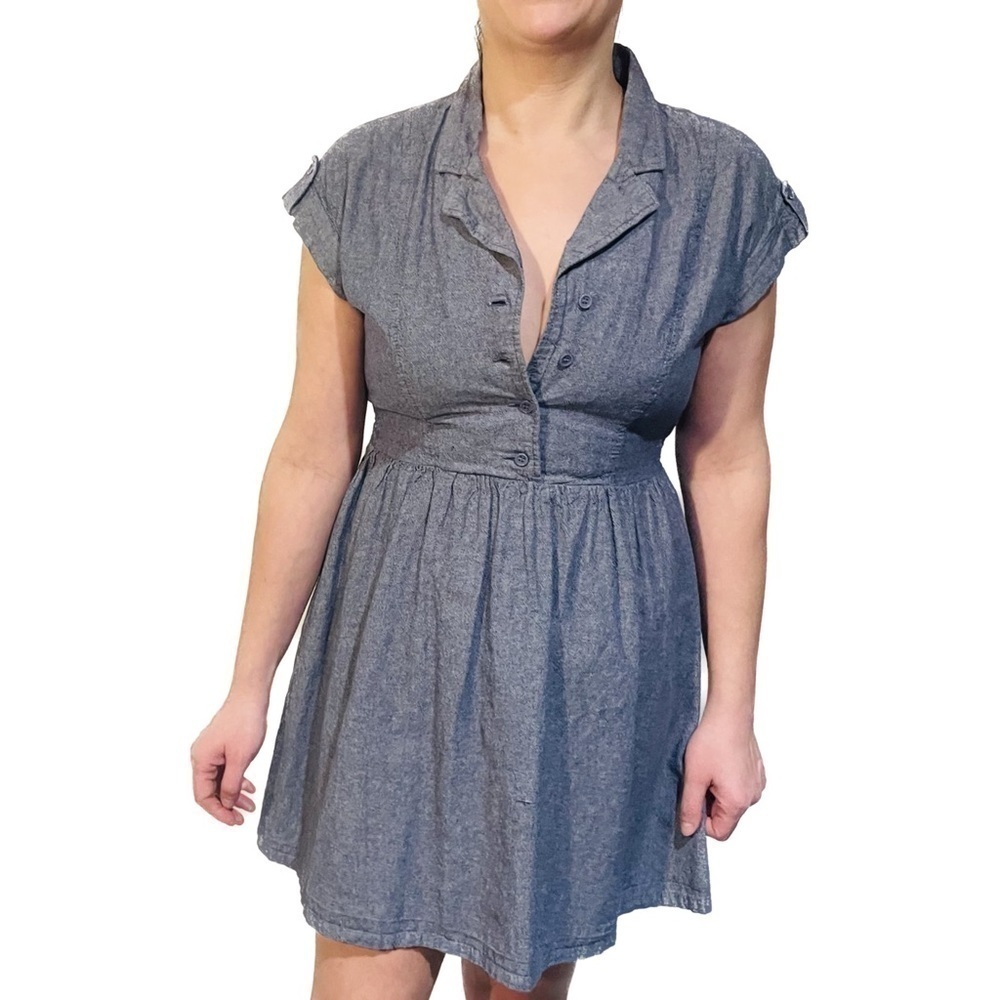Derek Heart - Medium Denim Party Dress With Buttons